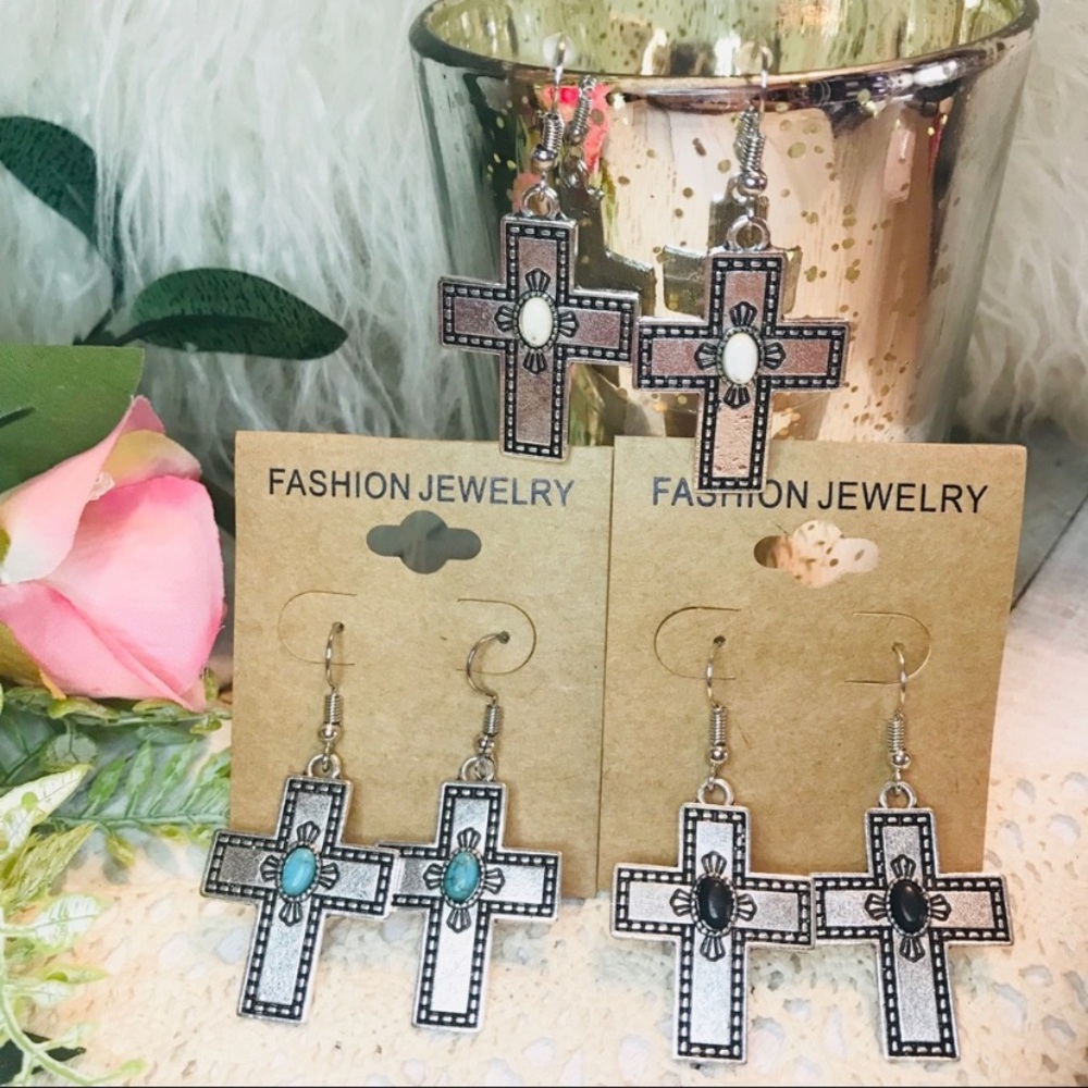 Antique Cross Western Earrings